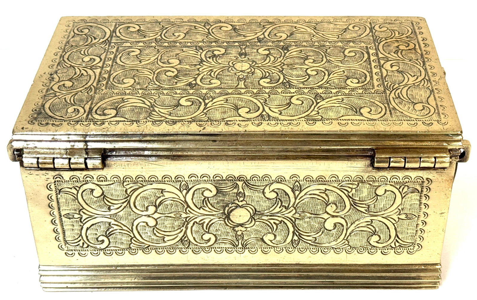 Cast Brass Engraved Brazier Box with Pierced Charcoal Tray, North India - 3