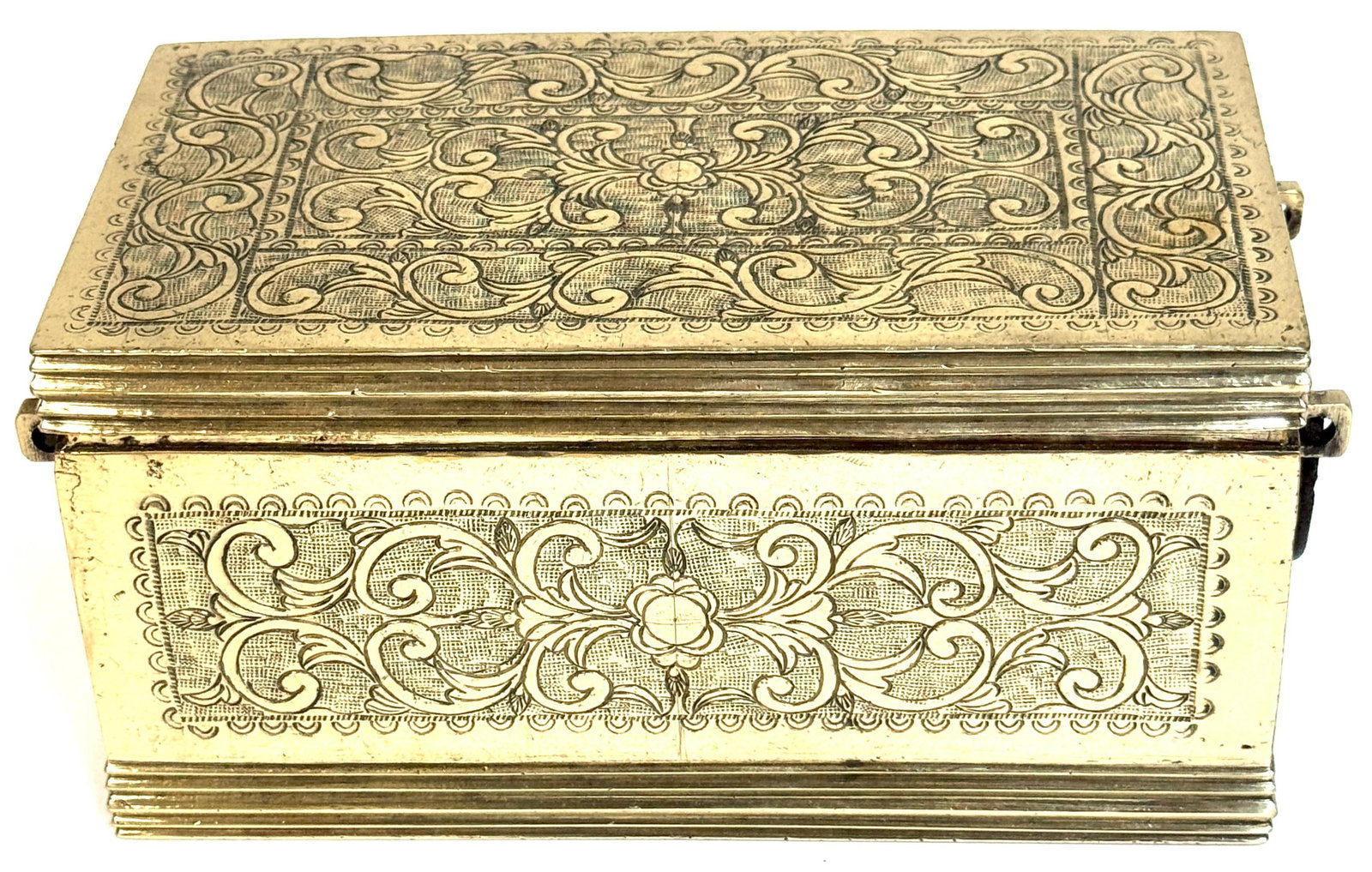 Cast Brass Engraved Brazier Box with Pierced Charcoal Tray, North India - 9