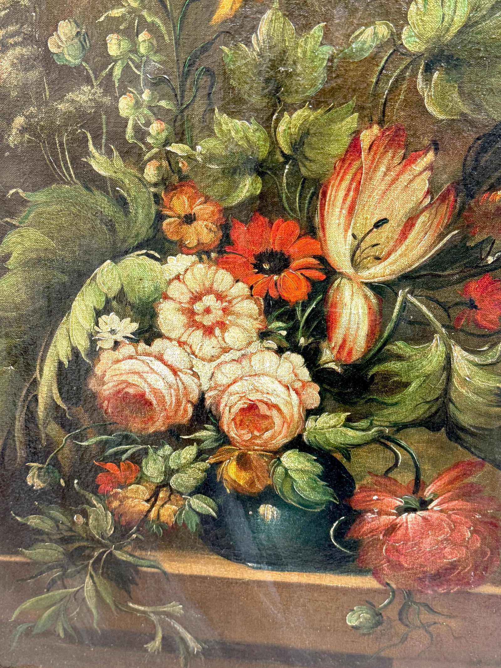 Antique Dutch Floral Still Life Signed "A. van Sijnkens", 19th C or Older - 13