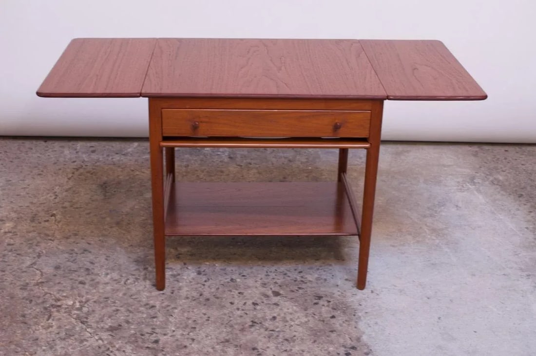 Hans Wegner for Andreas Tuck Model AT33 Drop-Leaf Sewing Table in Teak - 3