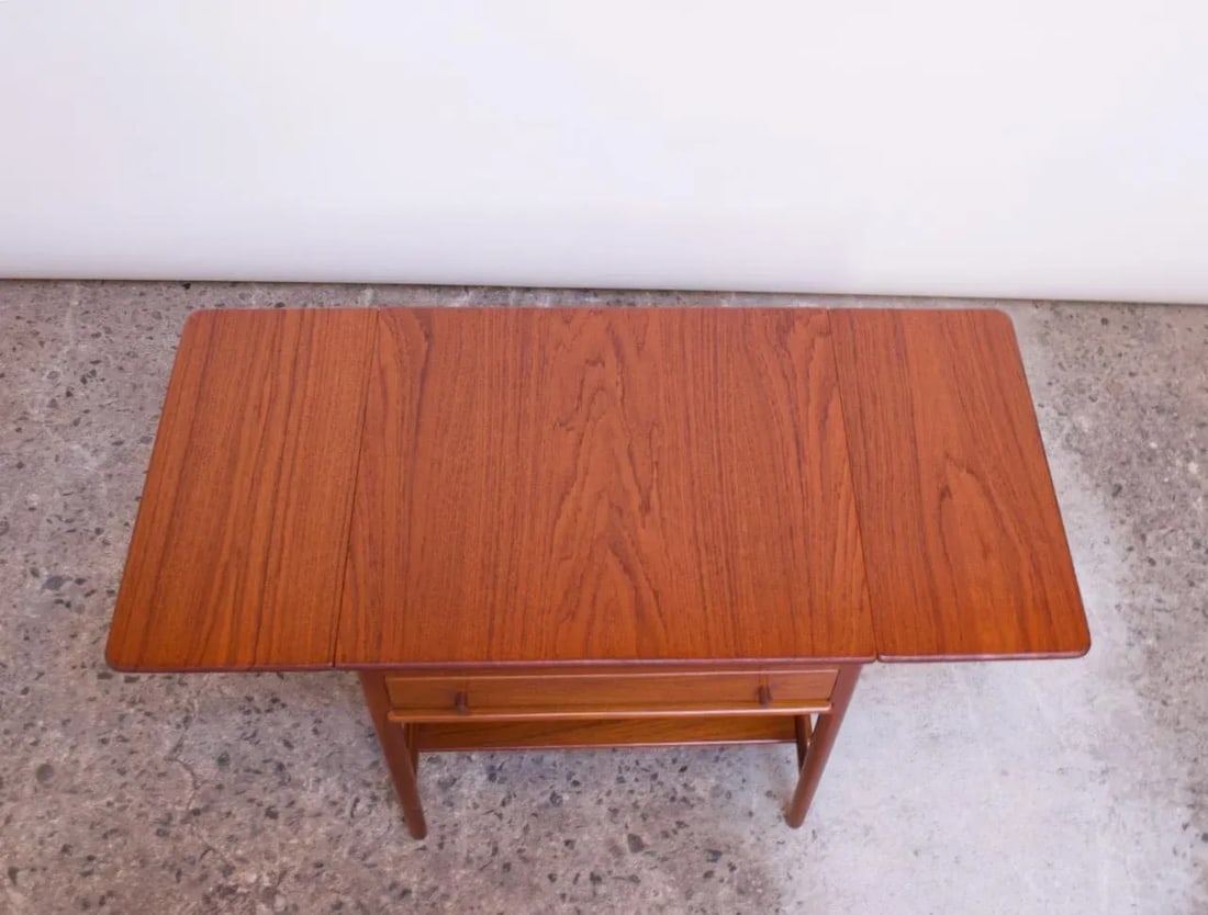 Hans Wegner for Andreas Tuck Model AT33 Drop-Leaf Sewing Table in Teak - 4