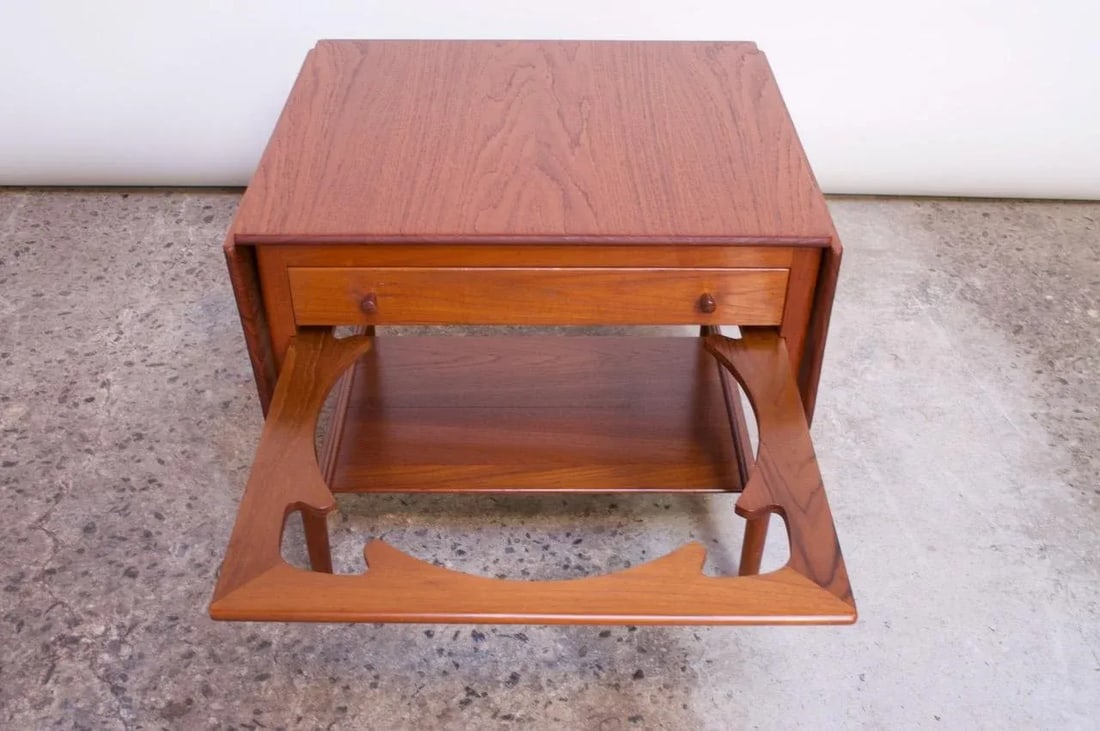 Hans Wegner for Andreas Tuck Model AT33 Drop-Leaf Sewing Table in Teak - 7