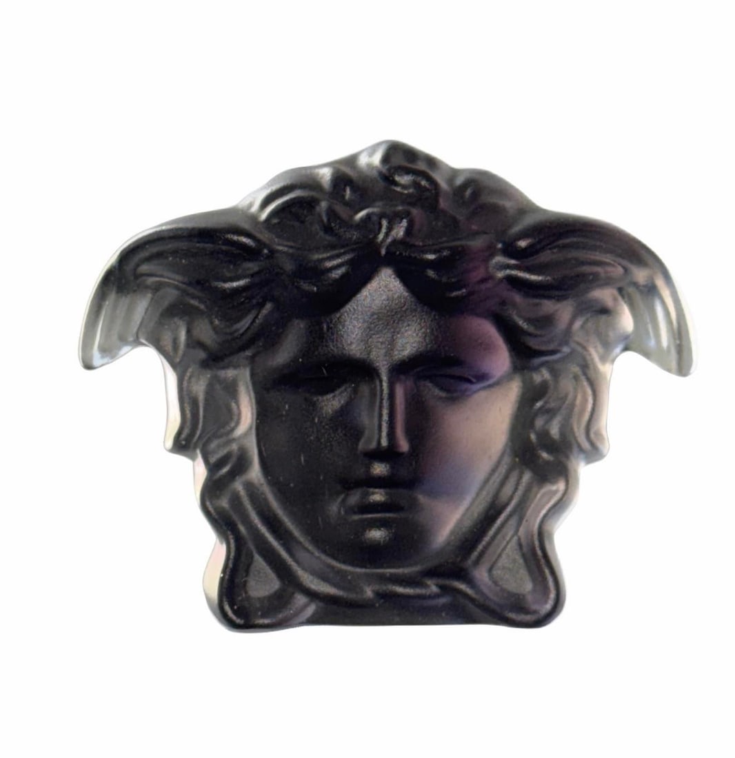 Versace Head of Medusa Black Matte Frosted Crystal Paperweight by Rosenthal of Germany - 10