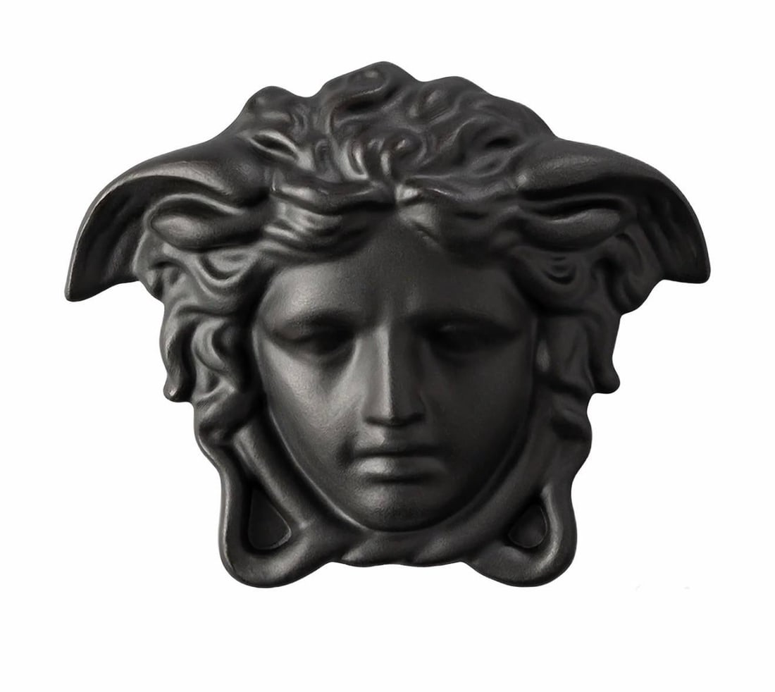 Versace Head of Medusa Black Matte Frosted Crystal Paperweight by Rosenthal of Germany - 11