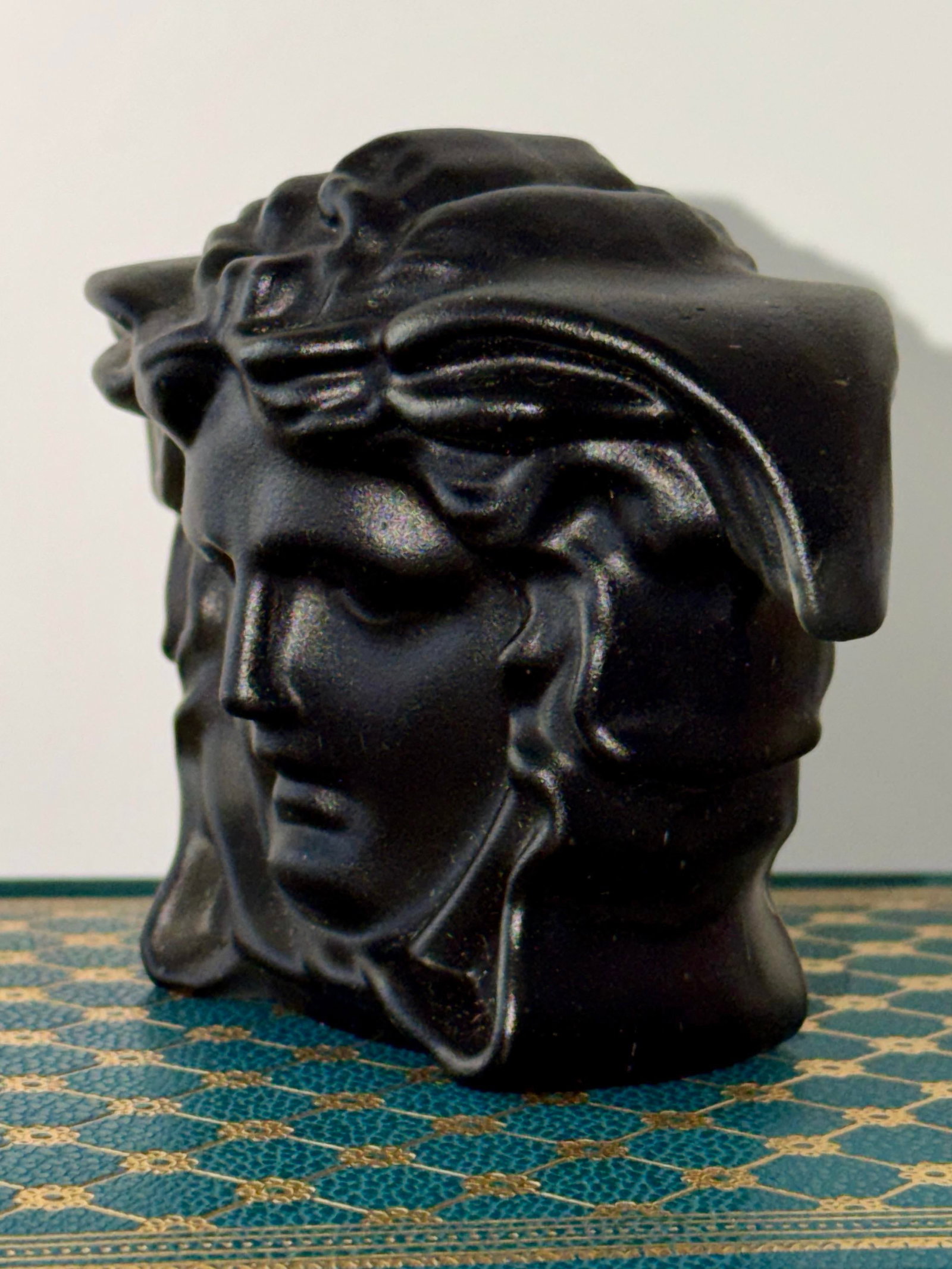 Versace Head of Medusa Black Matte Frosted Crystal Paperweight by Rosenthal of Germany - 2