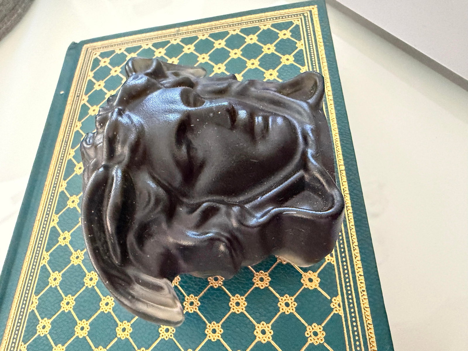 Versace Head of Medusa Black Matte Frosted Crystal Paperweight by Rosenthal of Germany - 5
