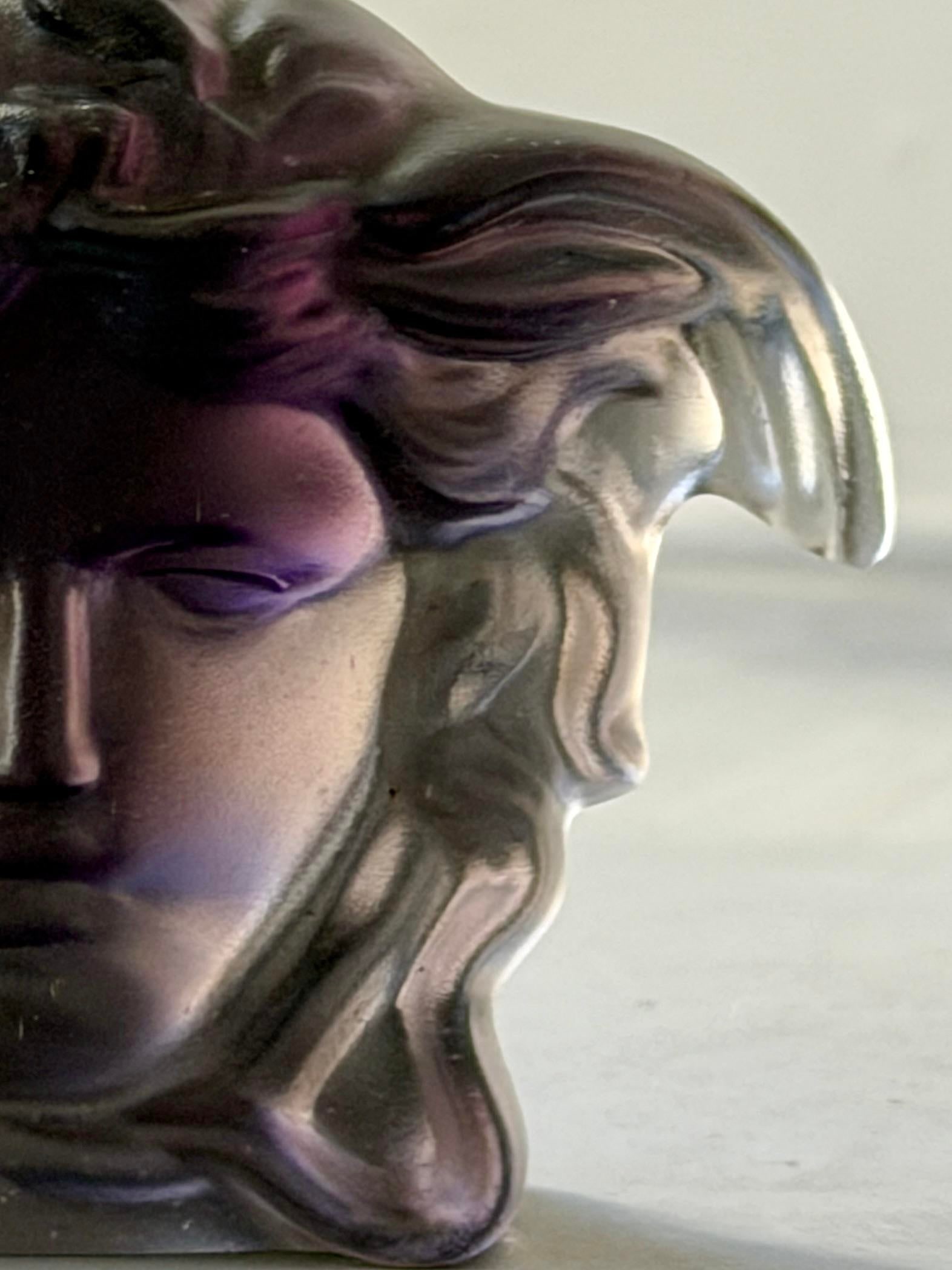 Versace Head of Medusa Black Matte Frosted Crystal Paperweight by Rosenthal of Germany - 6