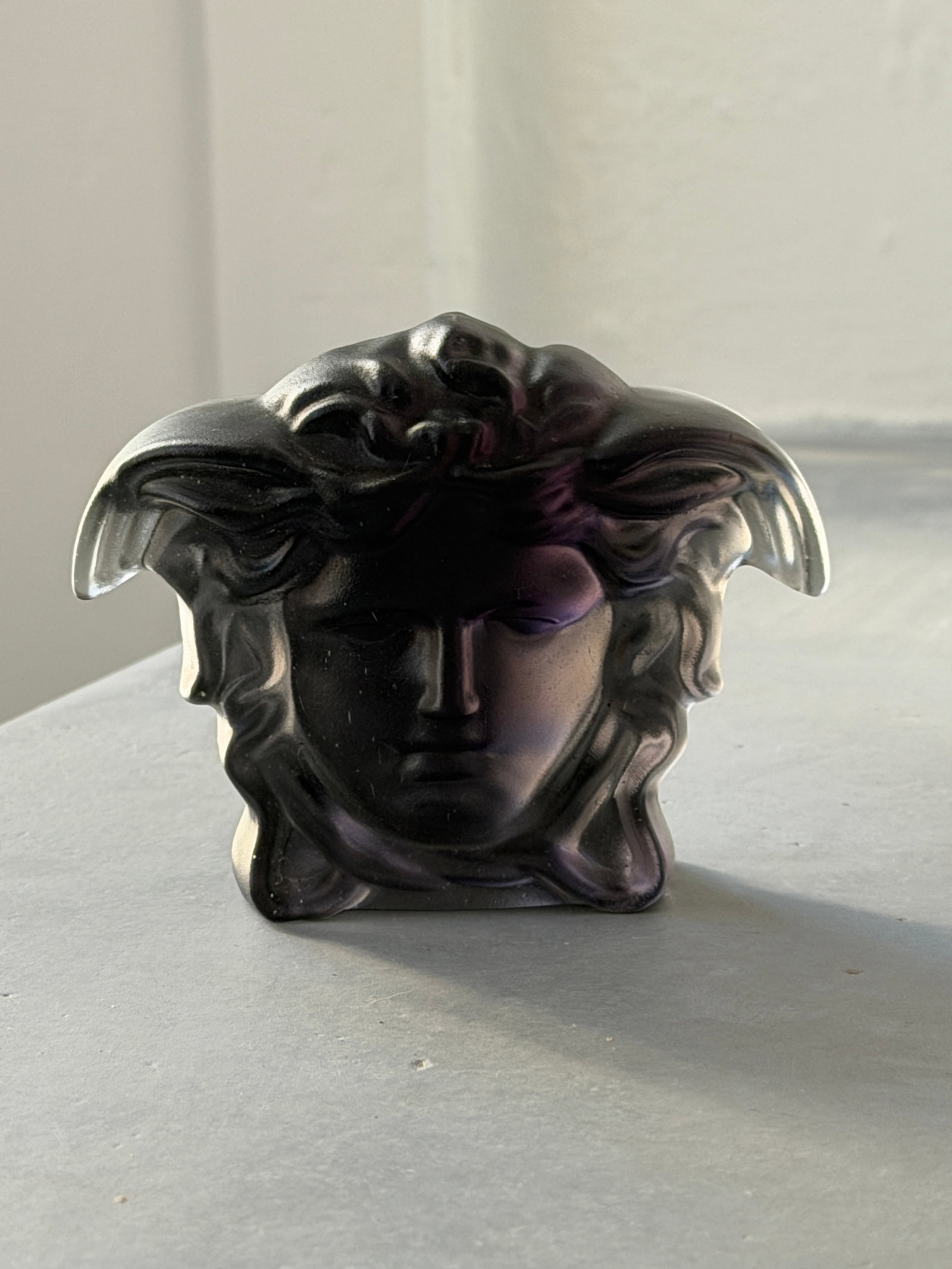 Versace Head of Medusa Black Matte Frosted Crystal Paperweight by Rosenthal of Germany - 8