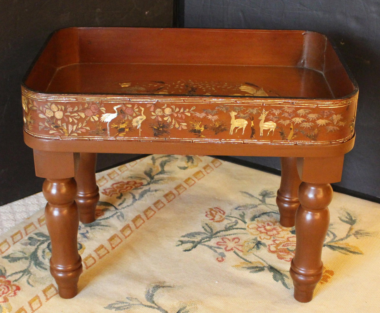 Mid-Late 19th Century Chinese or Korean Burnt Red Lacquer Gallery Tray Now on Custom Stand - 6