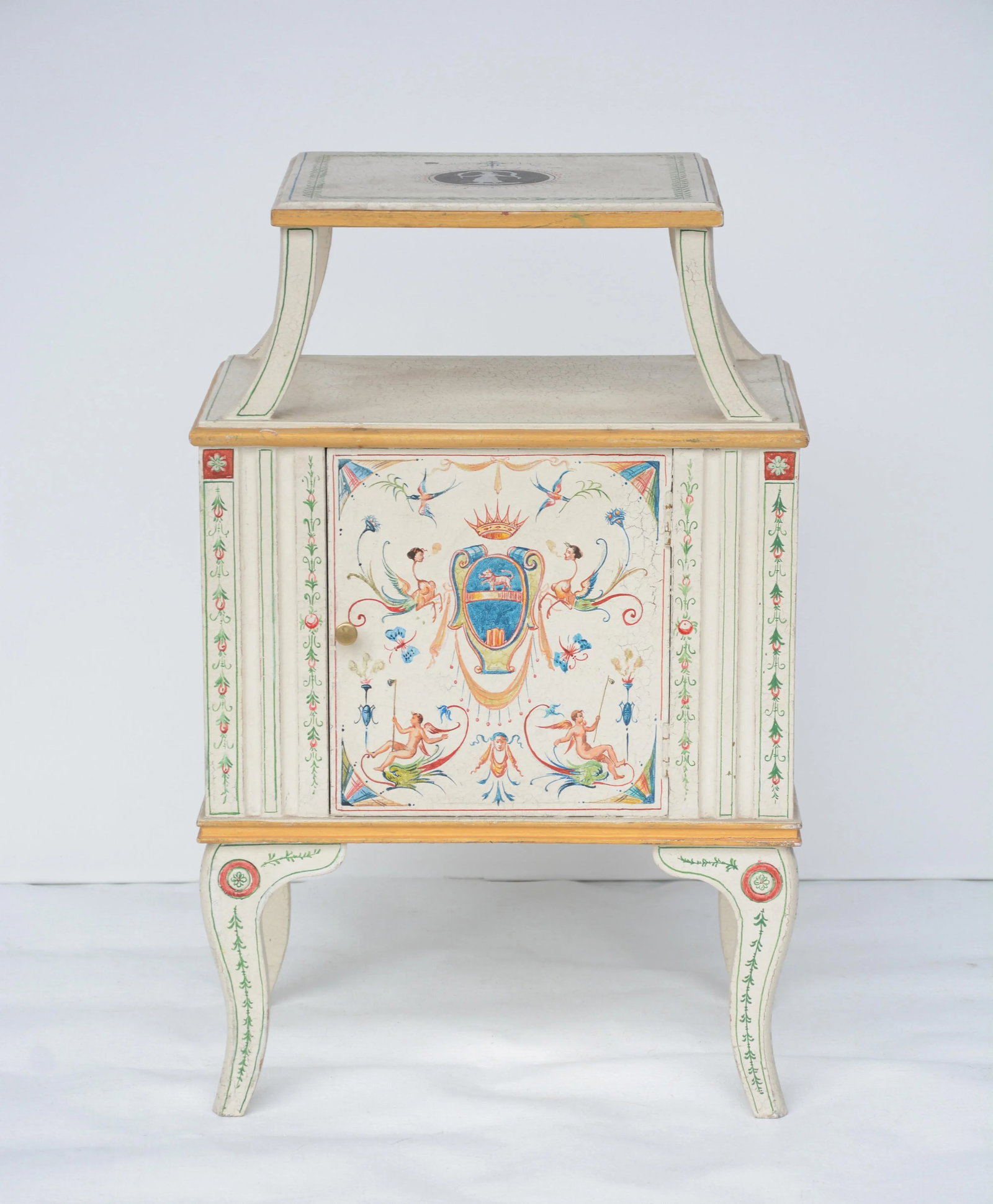 Vintage Hand-Painted British Style Pattern Side Table - 8
