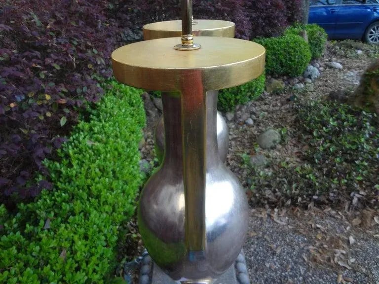 Monumental Neoclassical Style Silver and Gold Giltwood Urn Form Lamps-Pair - 9