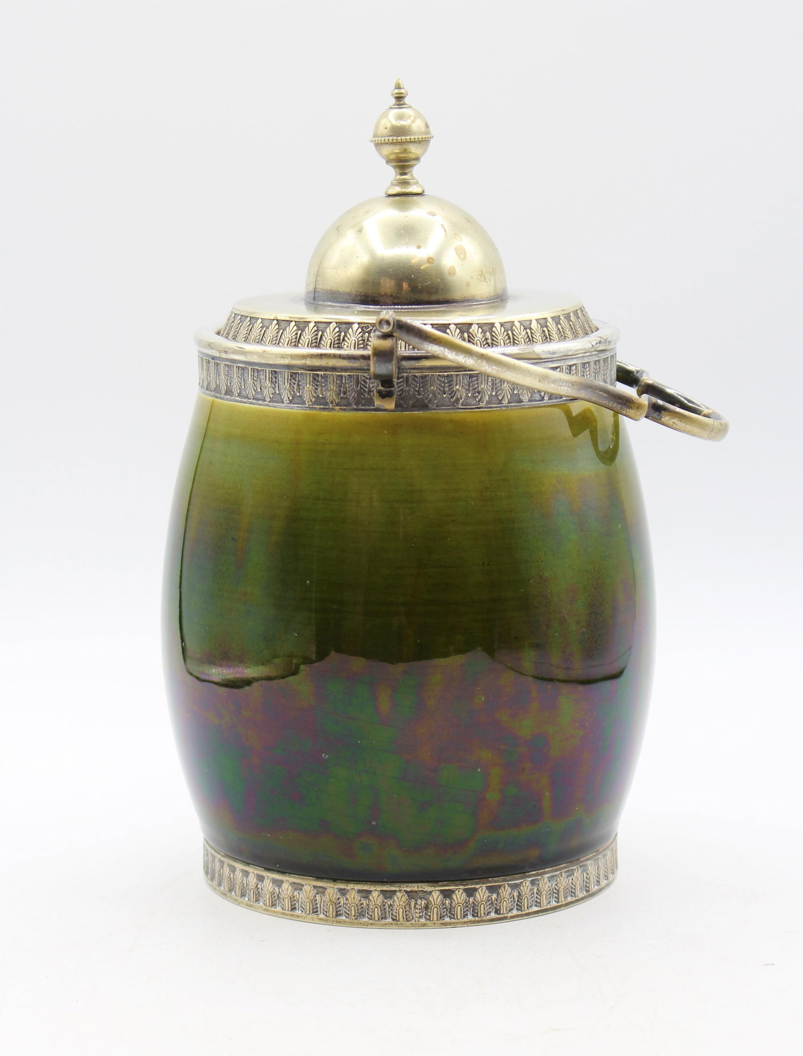 Circa 1880 French Majolica and Silverplate Biscuit Box by Sarreguemines - 2