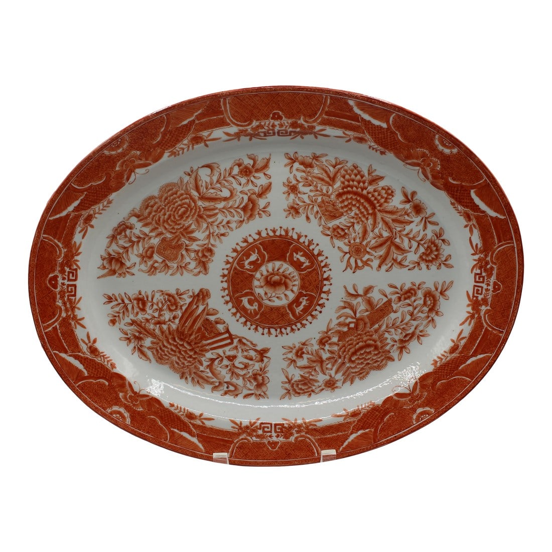 1st Quarter 19th Century Chinese Export Orange Fitzhugh Porcelain Platter: 1st quarter 19th century Orange Fitzhugh Porcelain Platter, Chinese Export. The design beautifully executed. A popular pattern & color exported to many markets from America to Persia. Very good