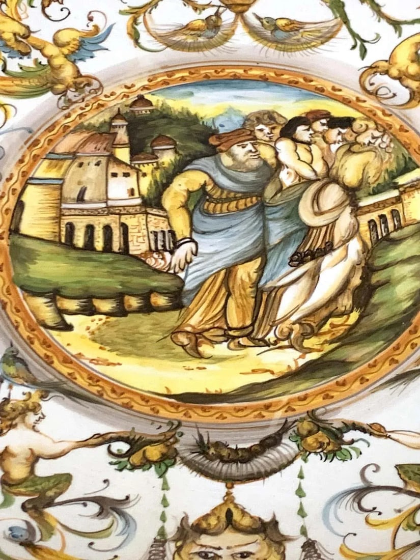 Mid 20th Century Italian Majolica Allegorical Charger by A. Deruta - 10