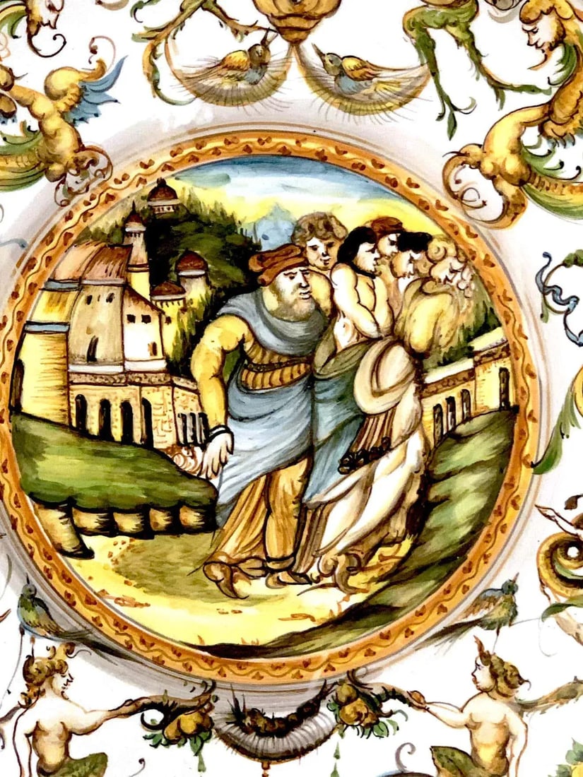 Mid 20th Century Italian Majolica Allegorical Charger by A. Deruta - 12