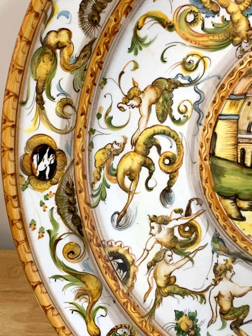 Mid 20th Century Italian Majolica Allegorical Charger by A. Deruta - 4