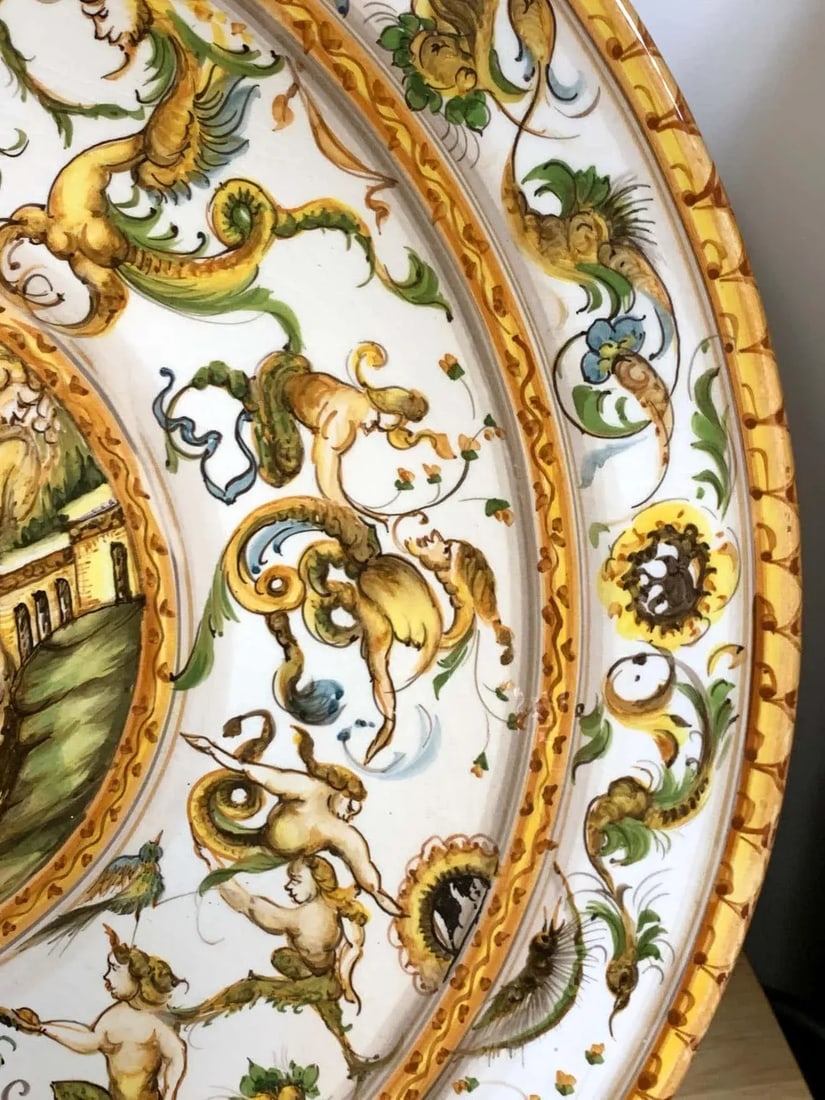 Mid 20th Century Italian Majolica Allegorical Charger by A. Deruta - 5