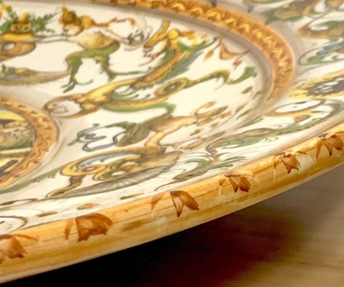 Mid 20th Century Italian Majolica Allegorical Charger by A. Deruta - 7