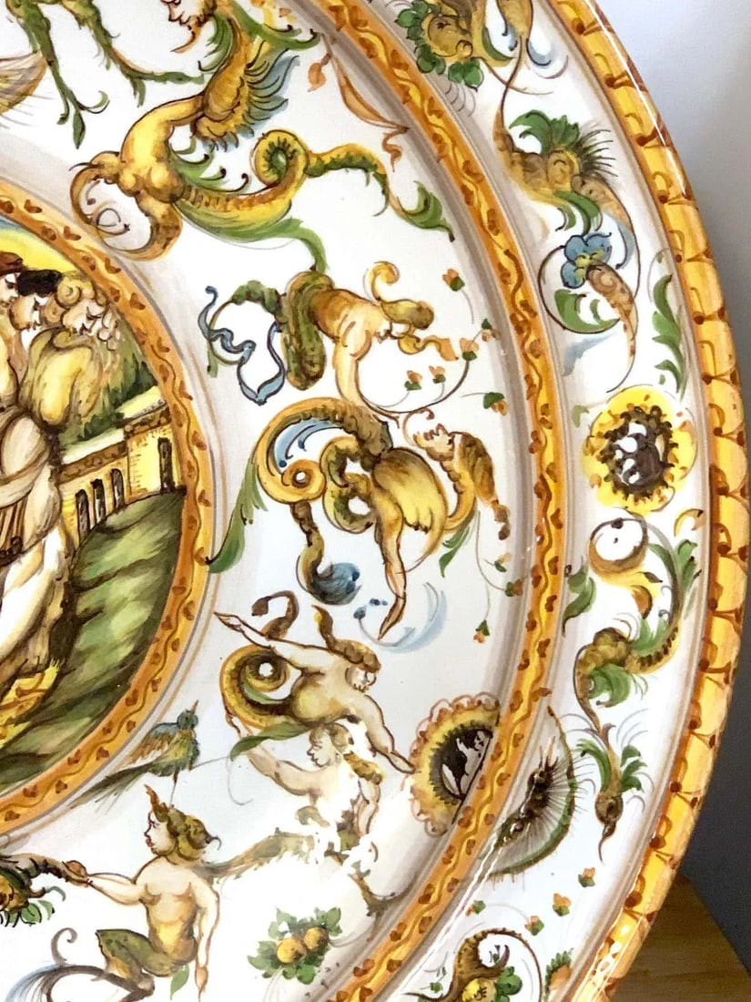 Mid 20th Century Italian Majolica Allegorical Charger by A. Deruta - 9