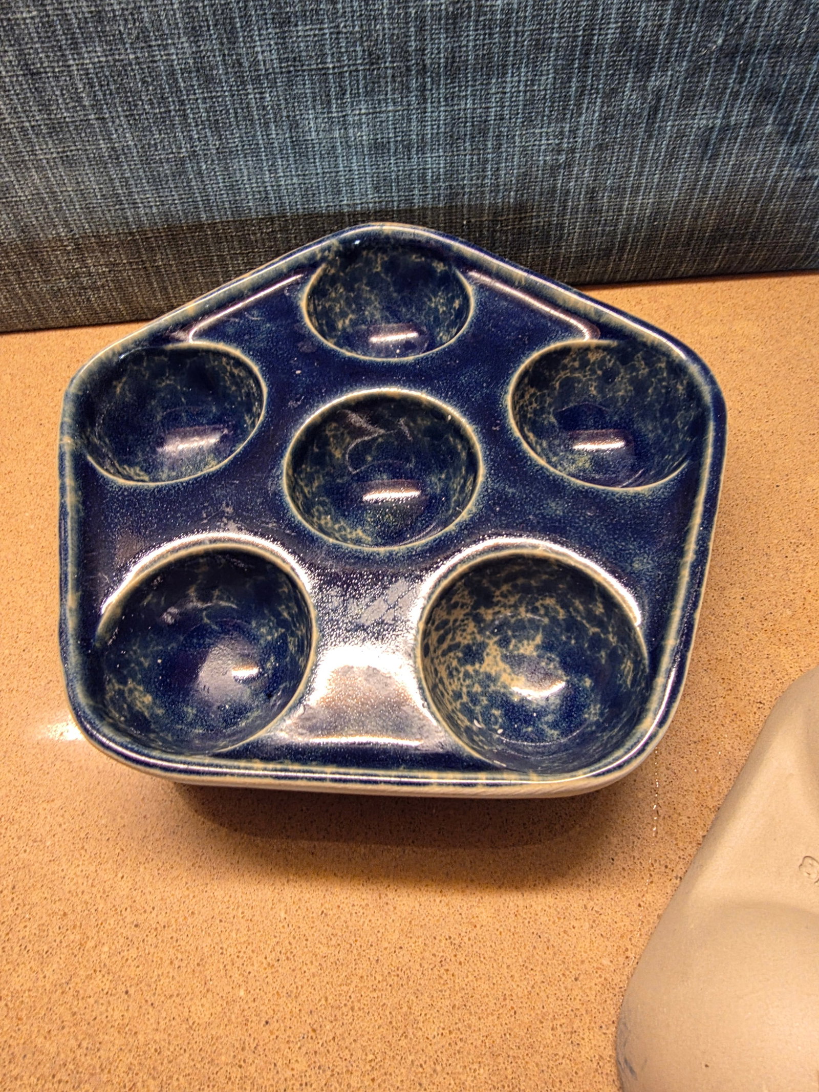 Pair of Bennington Blue Agate Escargot Dishes - 4