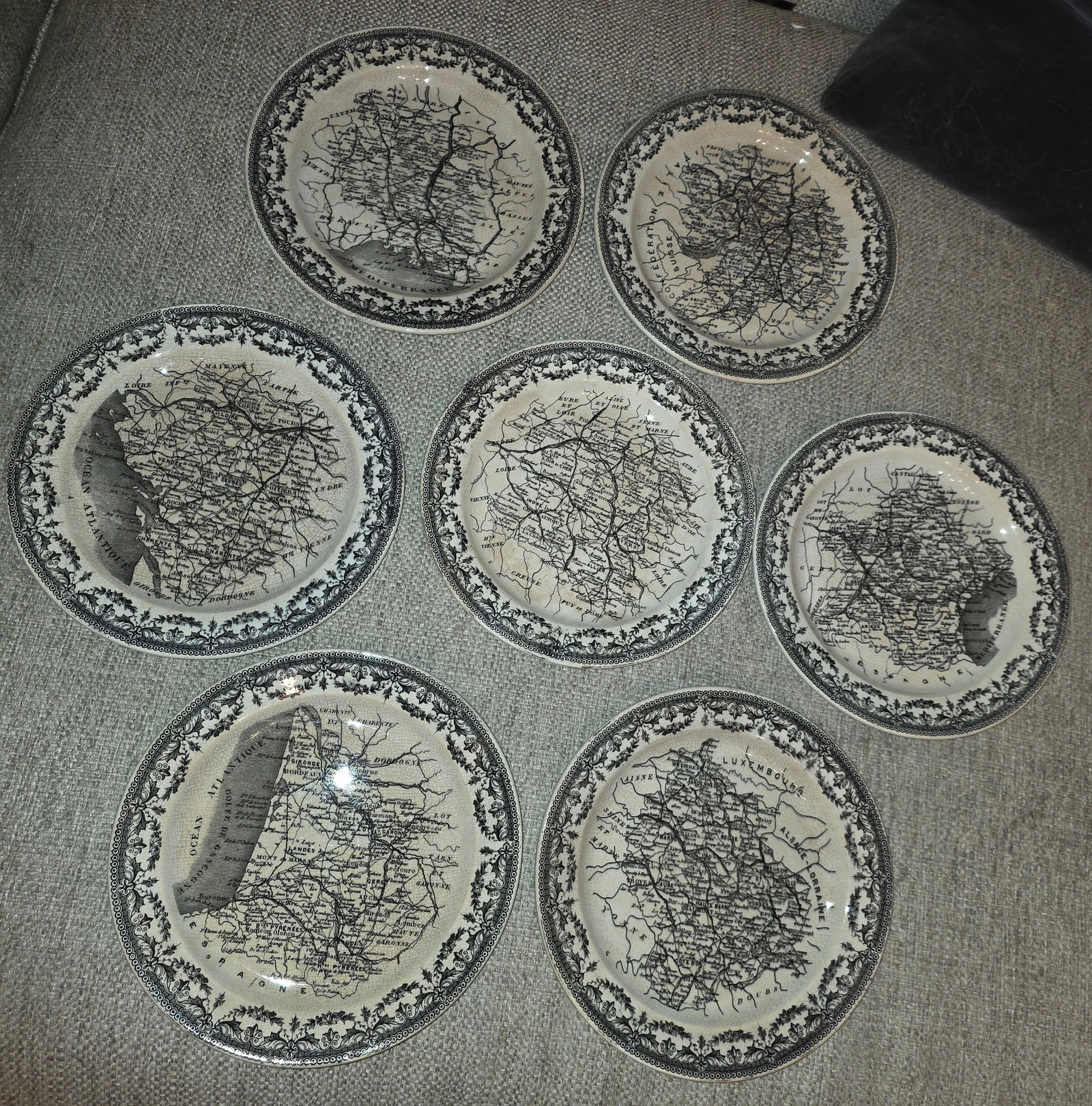 Sarreguemines French Faience Map Plates - 2