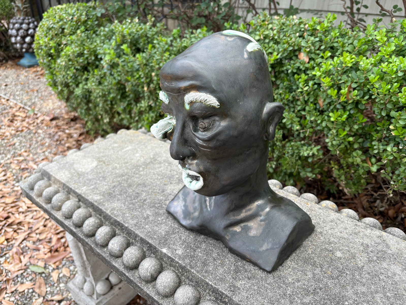 Mid-Century Glazed Pottery Surrealist Bust Sculpture - 3
