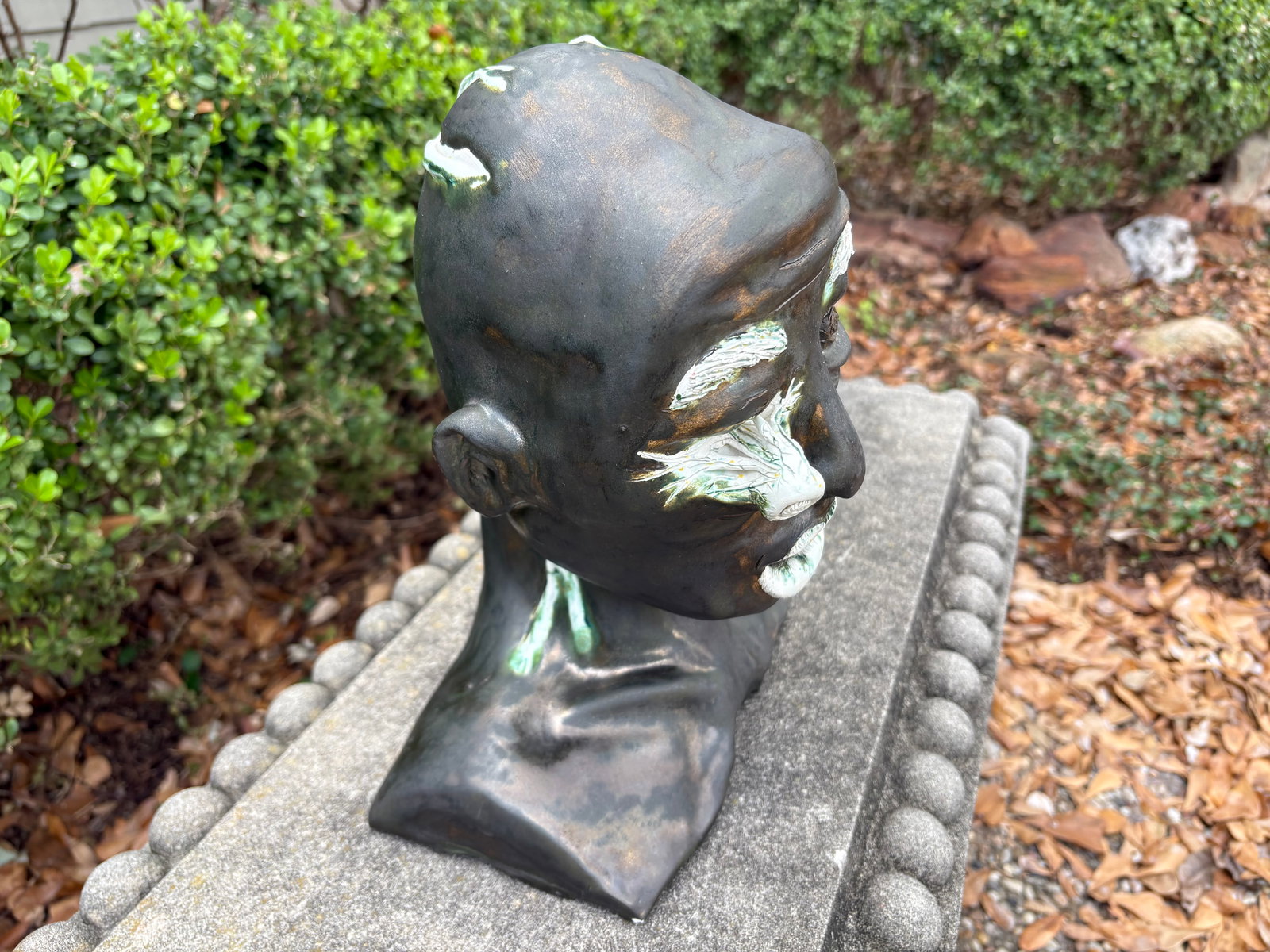 Mid-Century Glazed Pottery Surrealist Bust Sculpture - 4