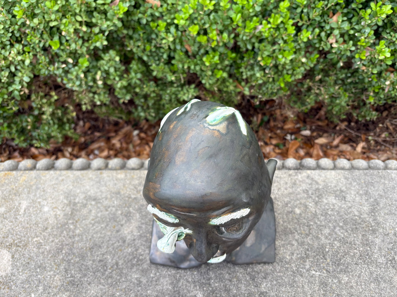 Mid-Century Glazed Pottery Surrealist Bust Sculpture - 6