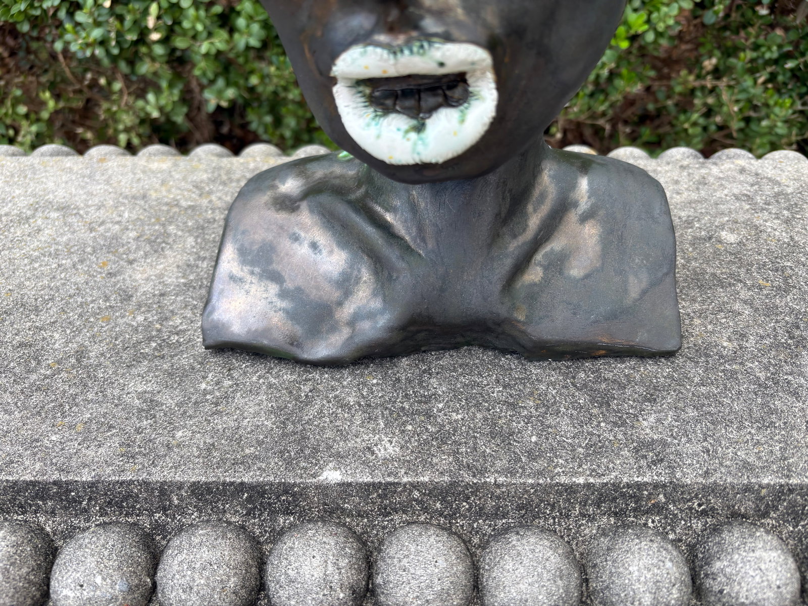 Mid-Century Glazed Pottery Surrealist Bust Sculpture - 9