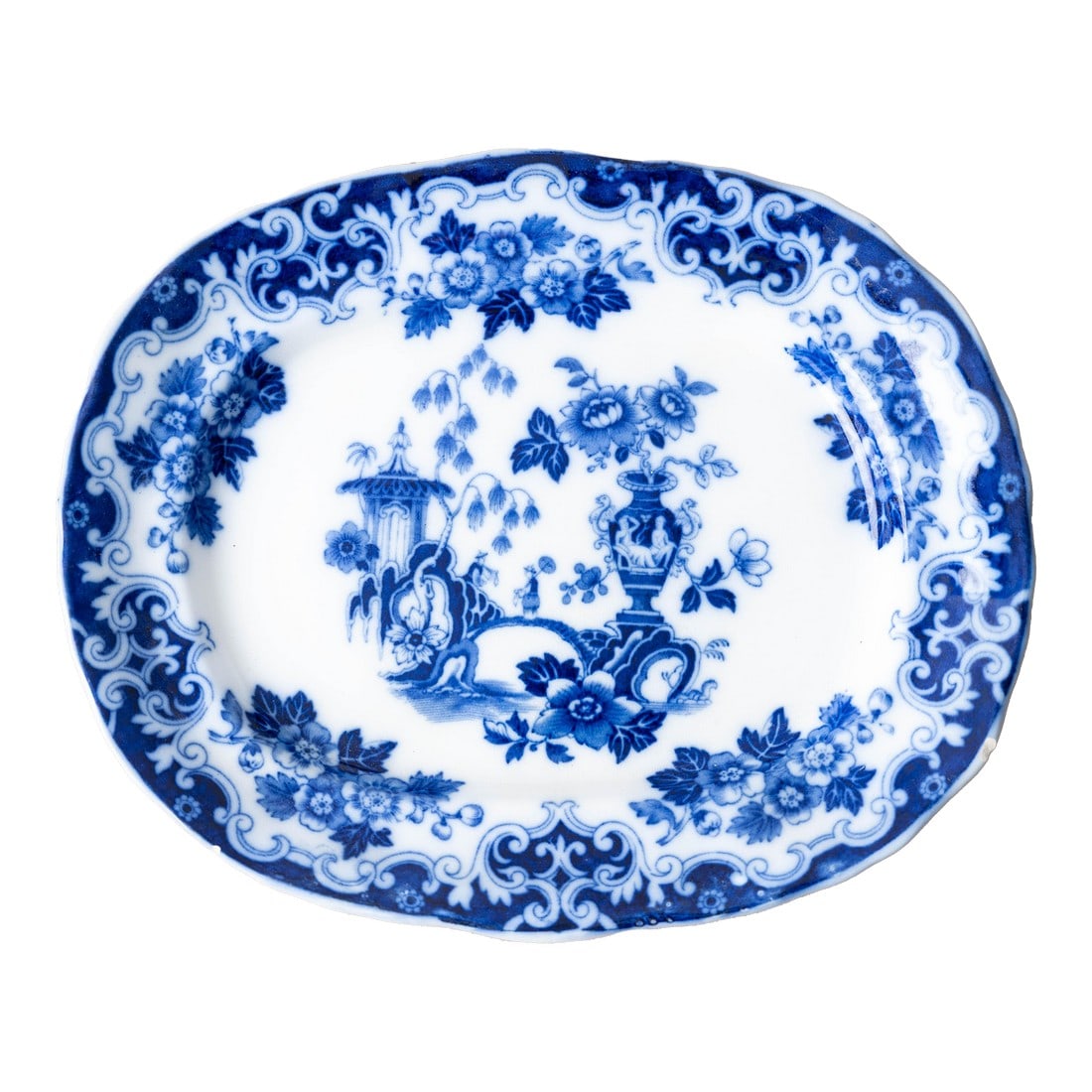 Burgess & Leigh Blue Celeste Chinoiserie Transferware Platter, c.1885 (1 of 8)