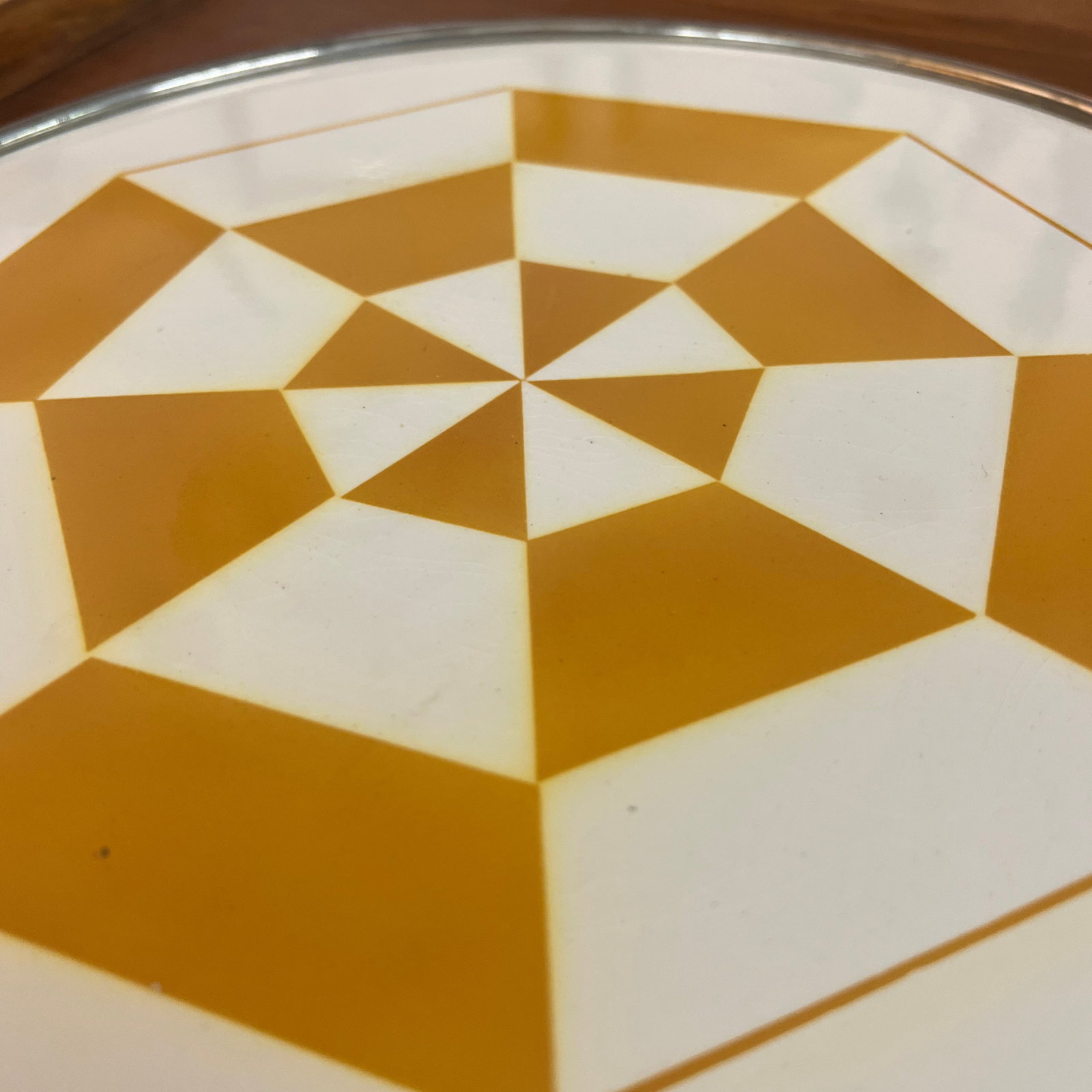 Rare Geometrical Art Deco Tile Serving Tray 1920s Makers Mark Germany Rare Geometrical Design Art De - 5