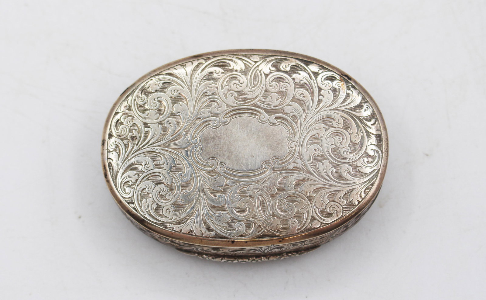 1851 English Agate & Sterling Silver Oval Box - 6