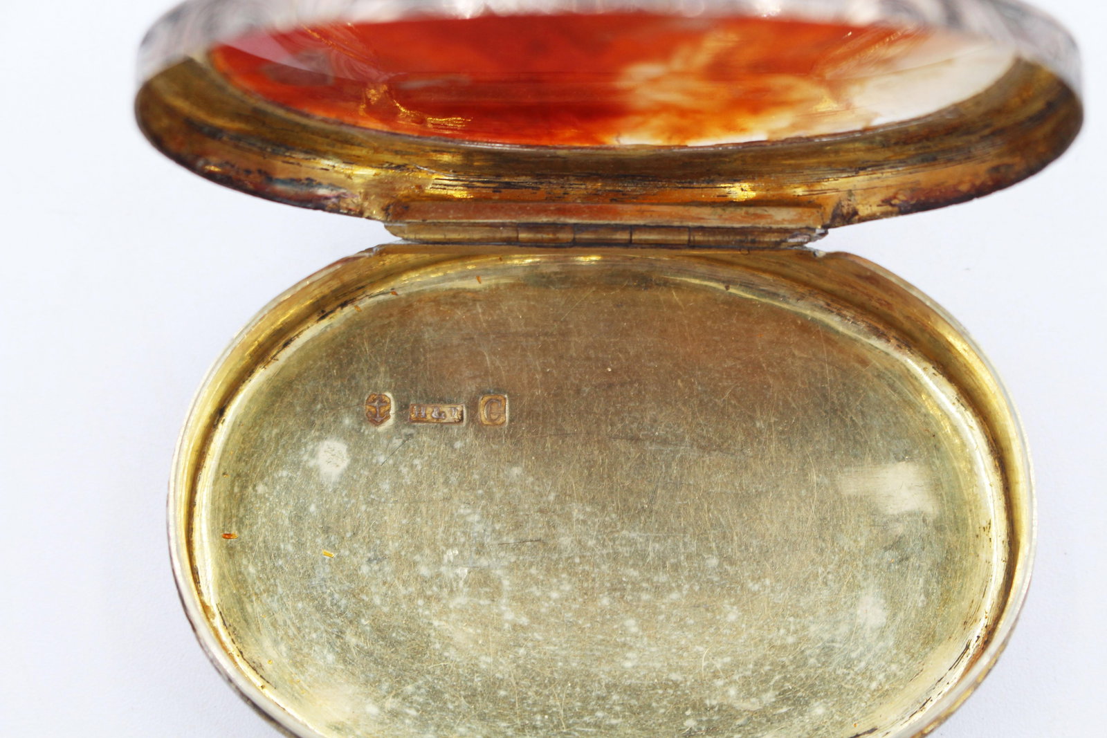 1851 English Agate & Sterling Silver Oval Box - 8