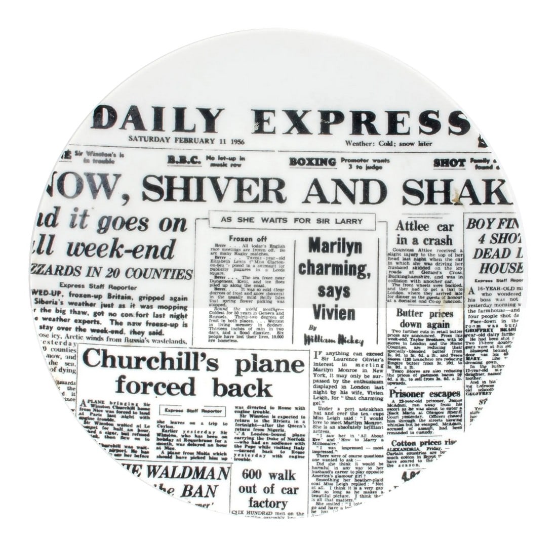 Early Piero Fornasetti Newspaper Plate, Daily Express, Giornali (Newspapers) (1 of 7)