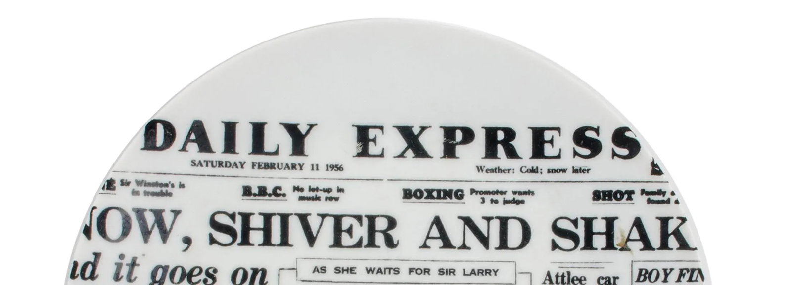 Early Piero Fornasetti Newspaper Plate, Daily Express, Giornali (Newspapers) - 2
