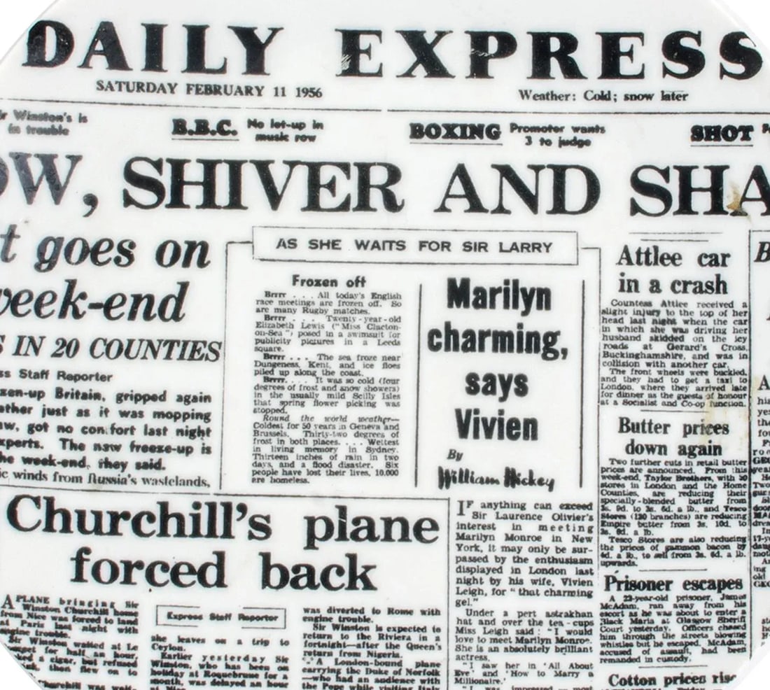 Early Piero Fornasetti Newspaper Plate, Daily Express, Giornali (Newspapers) - 3