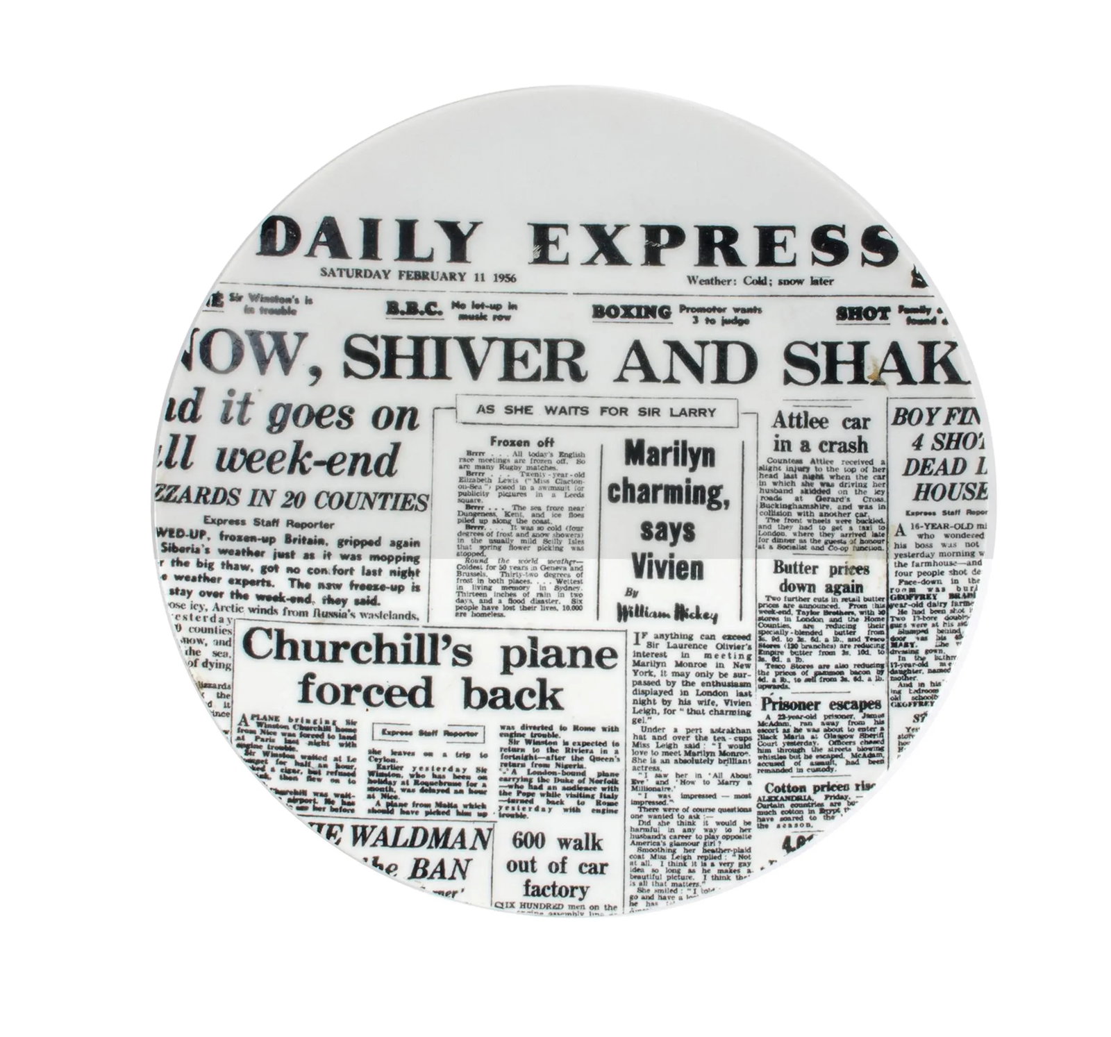 Early Piero Fornasetti Newspaper Plate, Daily Express, Giornali (Newspapers) - 5