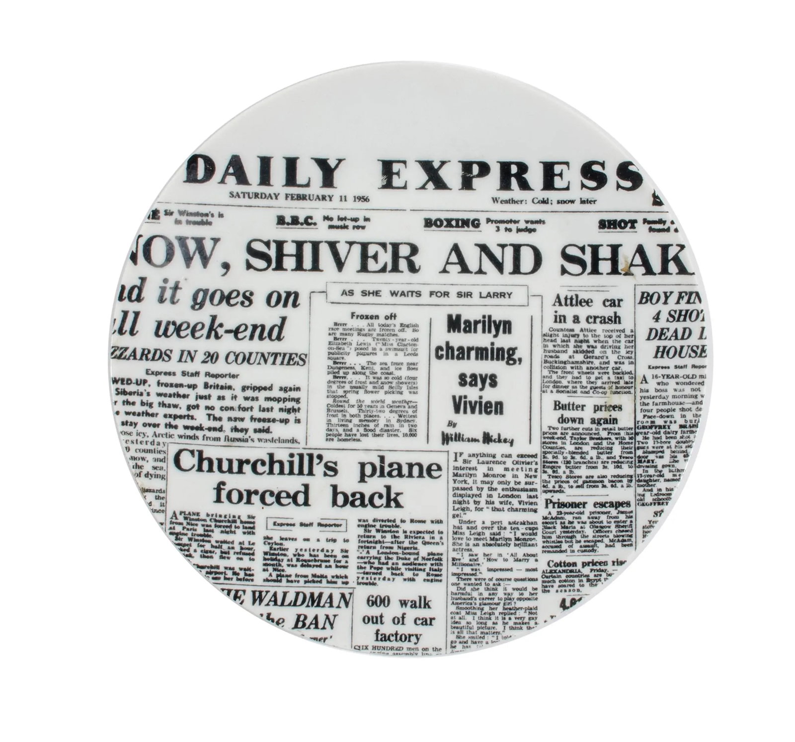 Early Piero Fornasetti Newspaper Plate, Daily Express, Giornali (Newspapers) - 6