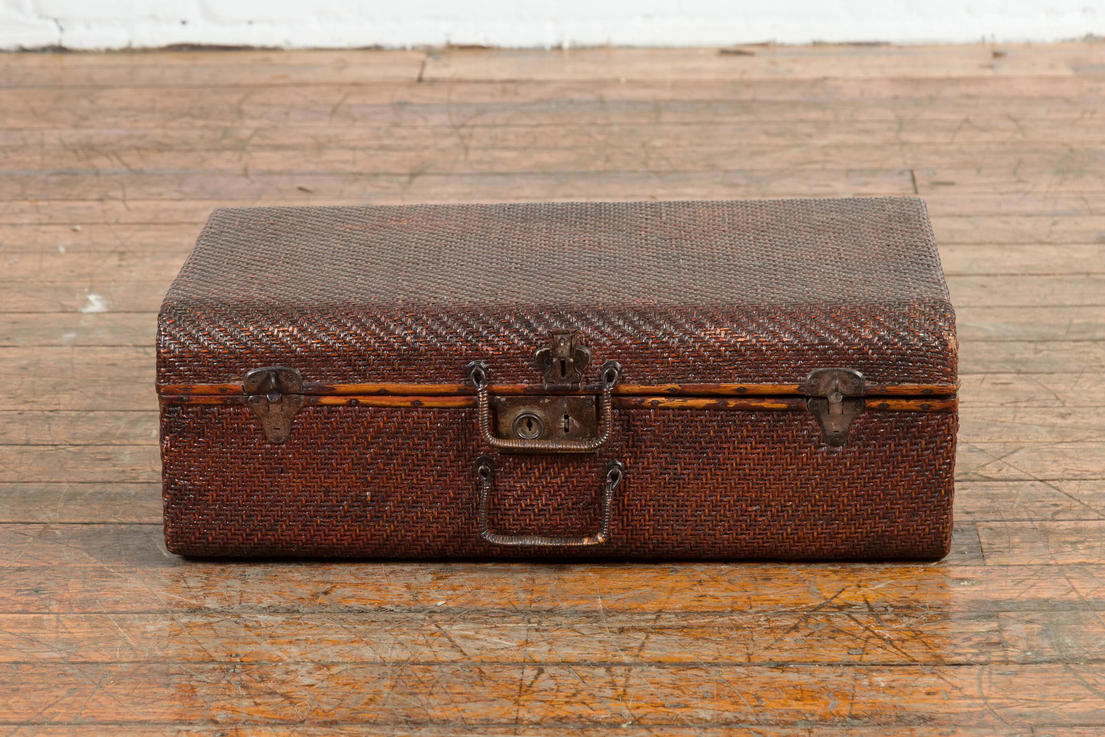 Thai 19th Century Woven Rattan over Wood Carrying Case with Painted Interior - 2