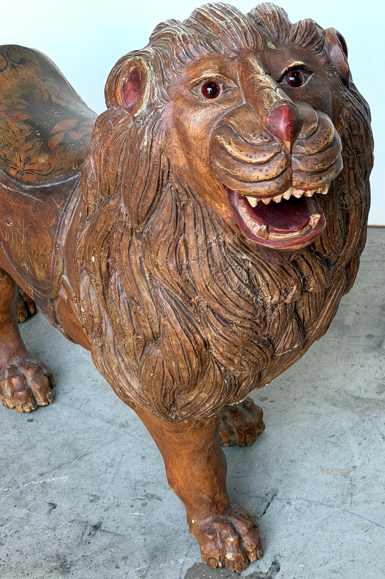 20th Century Carved & Polychromed Carousel Lion, Style of Dentzel - 15