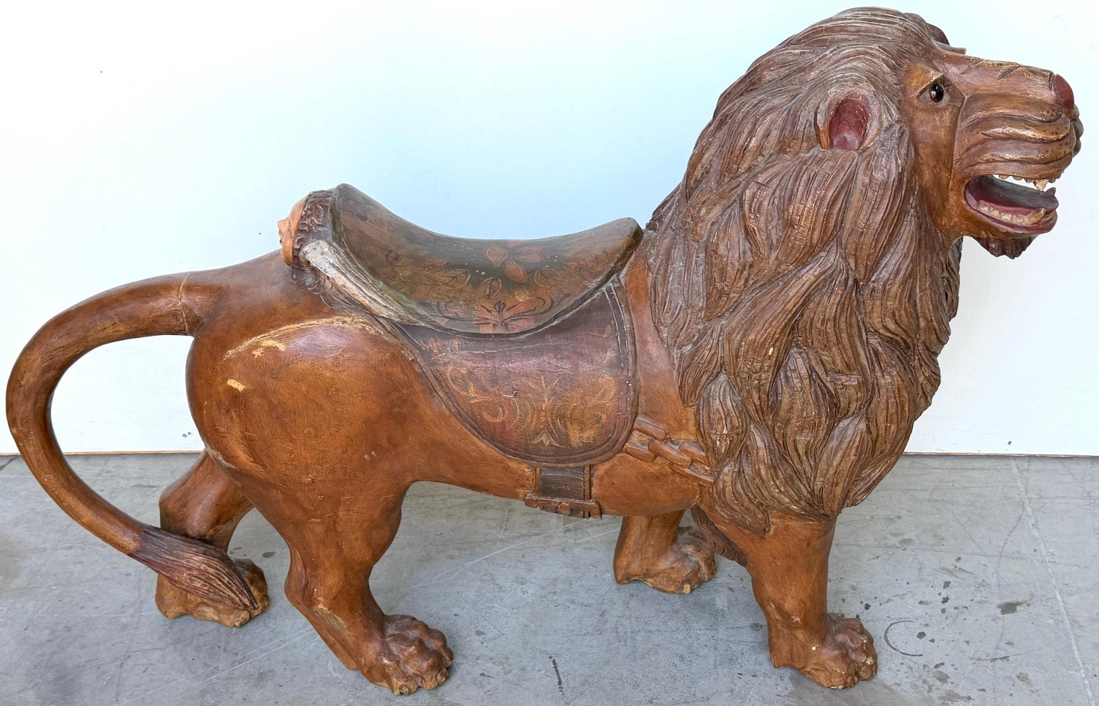20th Century Carved & Polychromed Carousel Lion, Style of Dentzel - 16