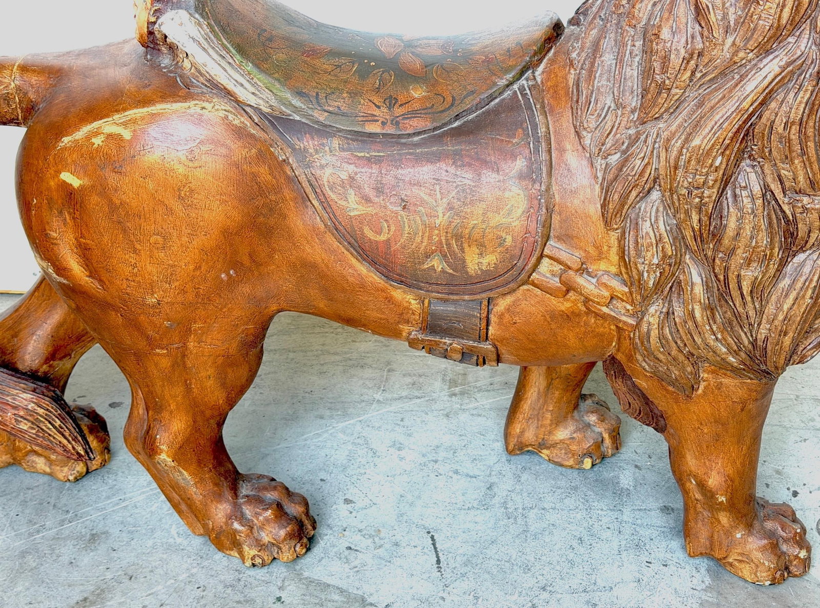 20th Century Carved & Polychromed Carousel Lion, Style of Dentzel - 3