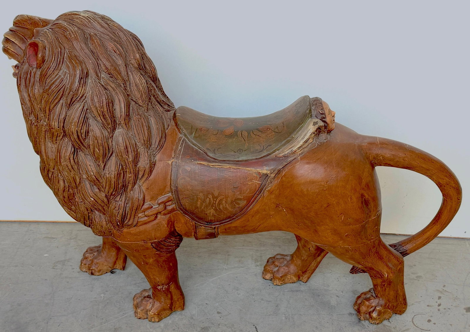 20th Century Carved & Polychromed Carousel Lion, Style of Dentzel - 7