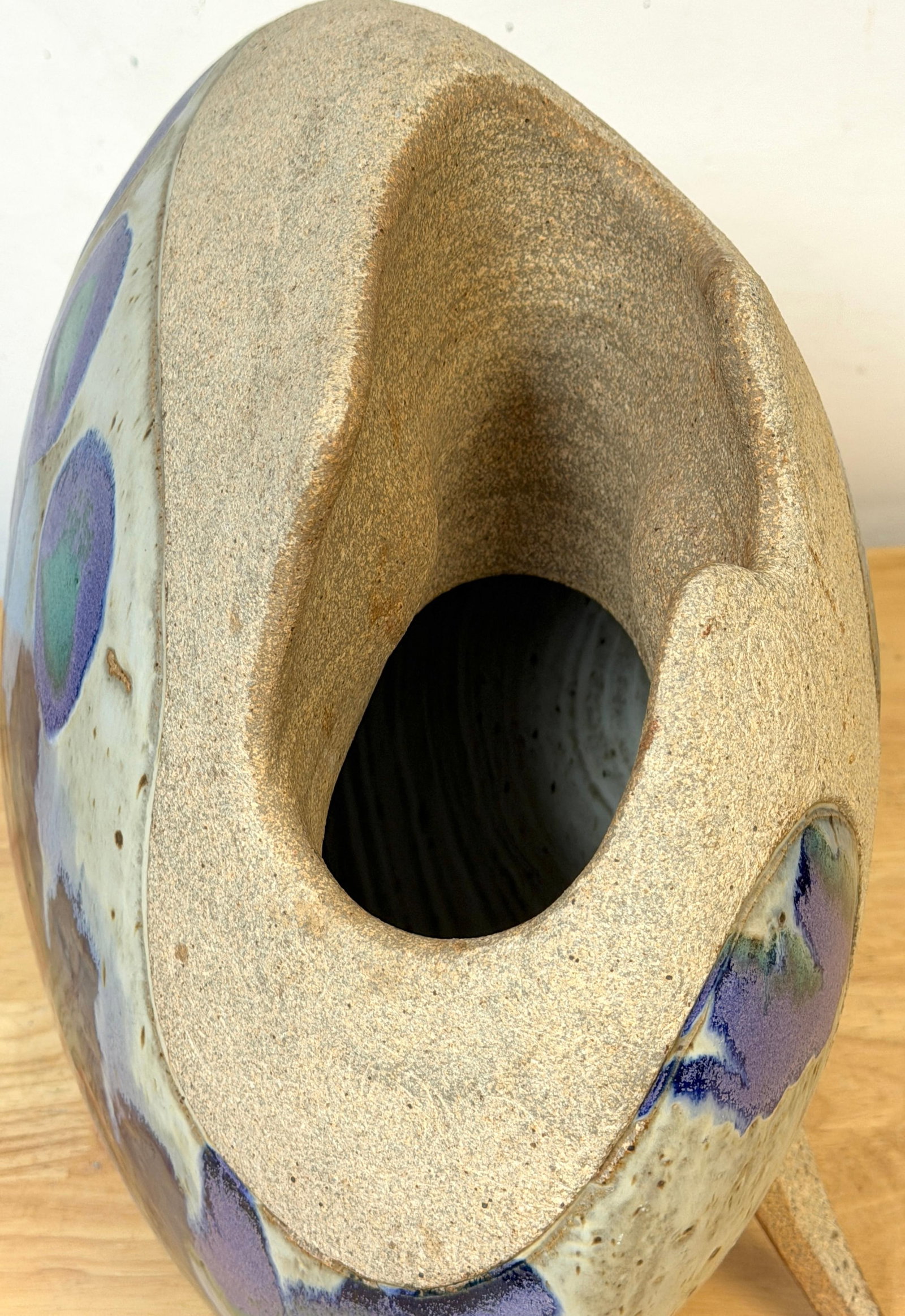 Monumental Footed Raku Sphere Vase by Ken Pick, American Studio Pottery - 3