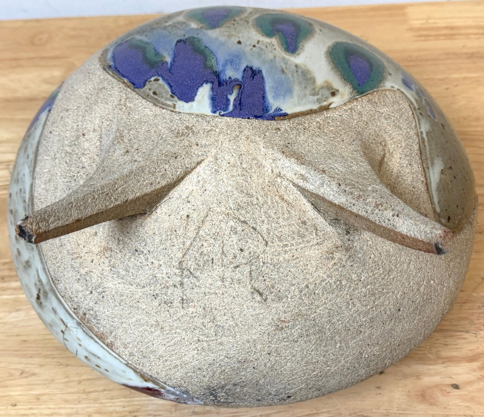 Monumental Footed Raku Sphere Vase by Ken Pick, American Studio Pottery - 6
