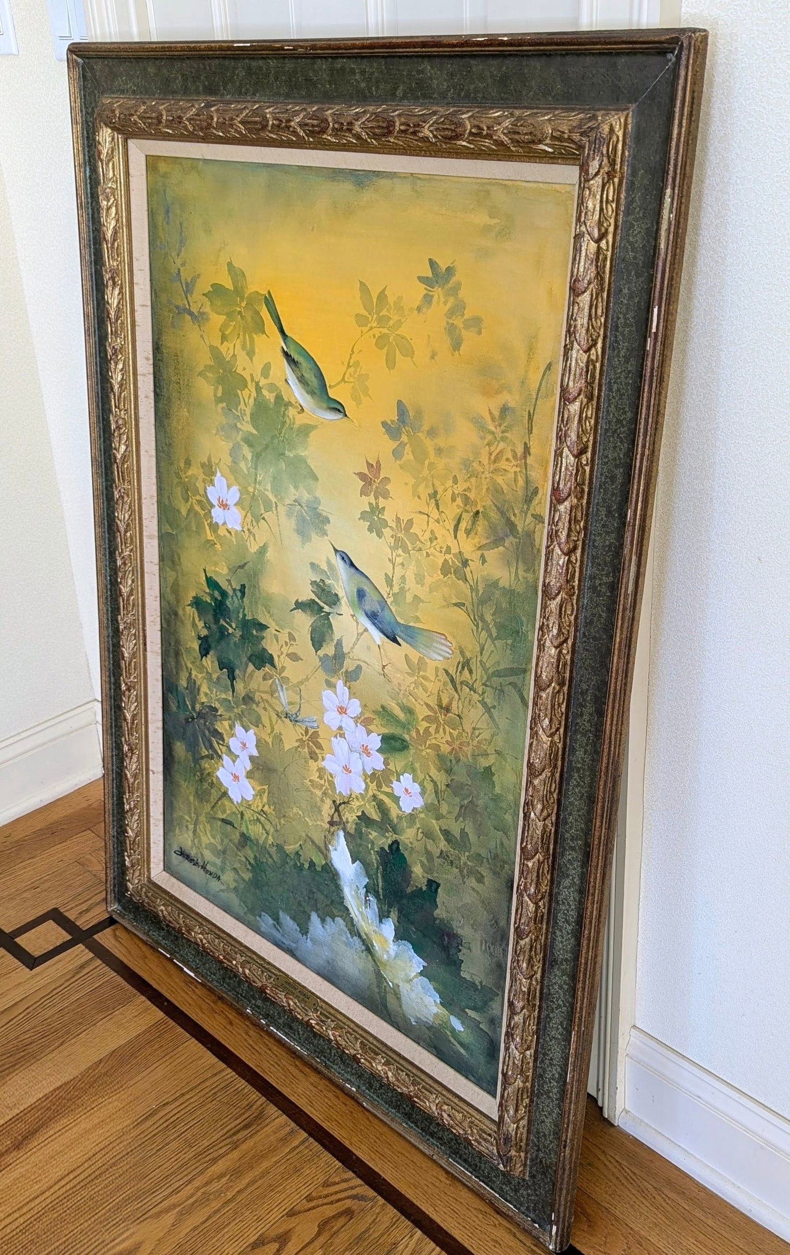 Hawaiian Artist Hiroshi Honda (1910-1970) Original Japanese Kacho-Ga Painting "Bokkotsu on Silk" - 2
