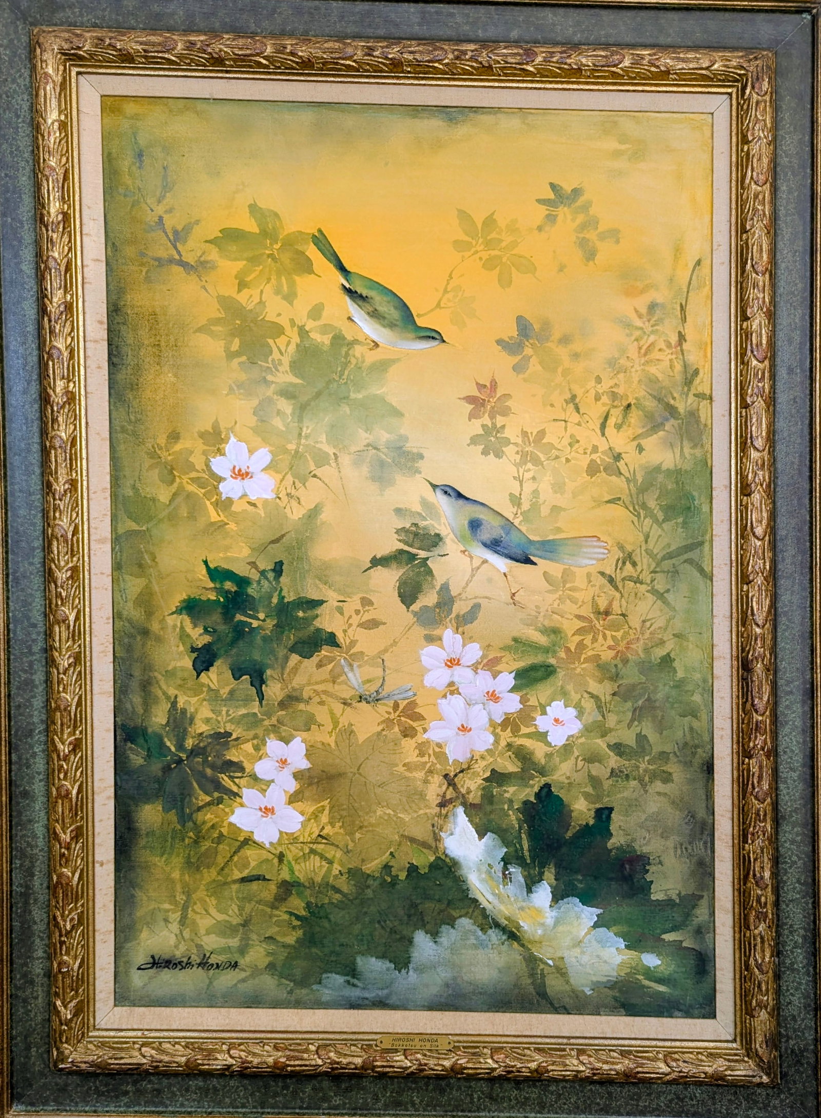Hawaiian Artist Hiroshi Honda (1910-1970) Original Japanese Kacho-Ga Painting "Bokkotsu on Silk" - 3