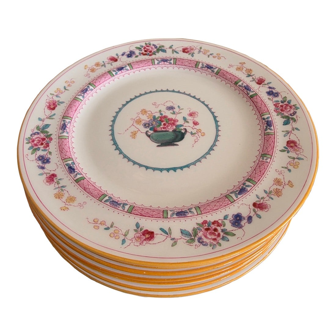 Royal Doulton Urn Pattern Plates: Classic Royal Doulton Urn Pattern Plates set of 8. Condition: Alterations: Original Condition Unaltered Imperfections: Some Imperfections Condition Notes: Great condition Dimensions: Height: 0.75 in. 