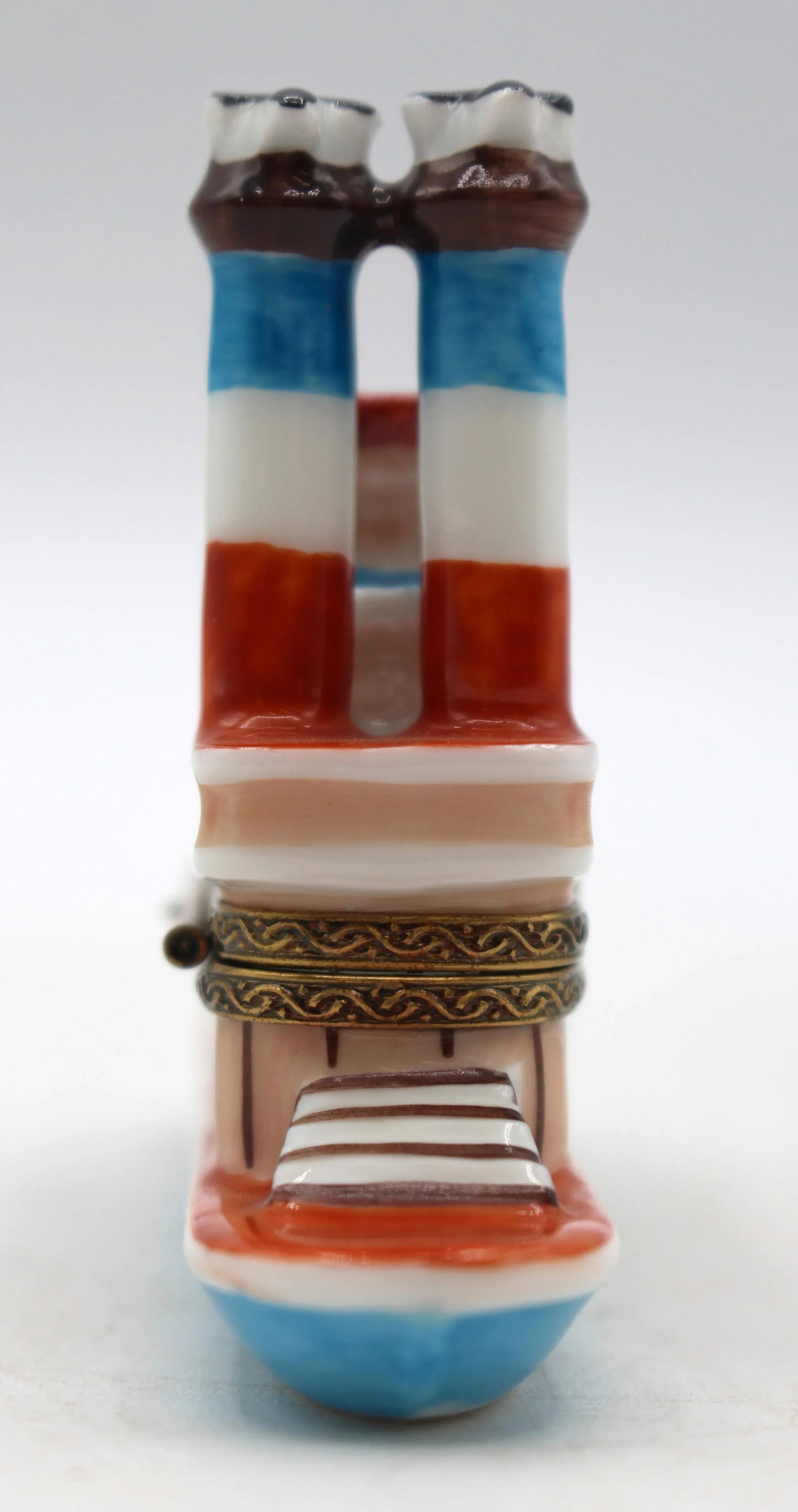 Vintage French Limoges Porcelain New Orleans Steamboat Form Trinket Box - 4