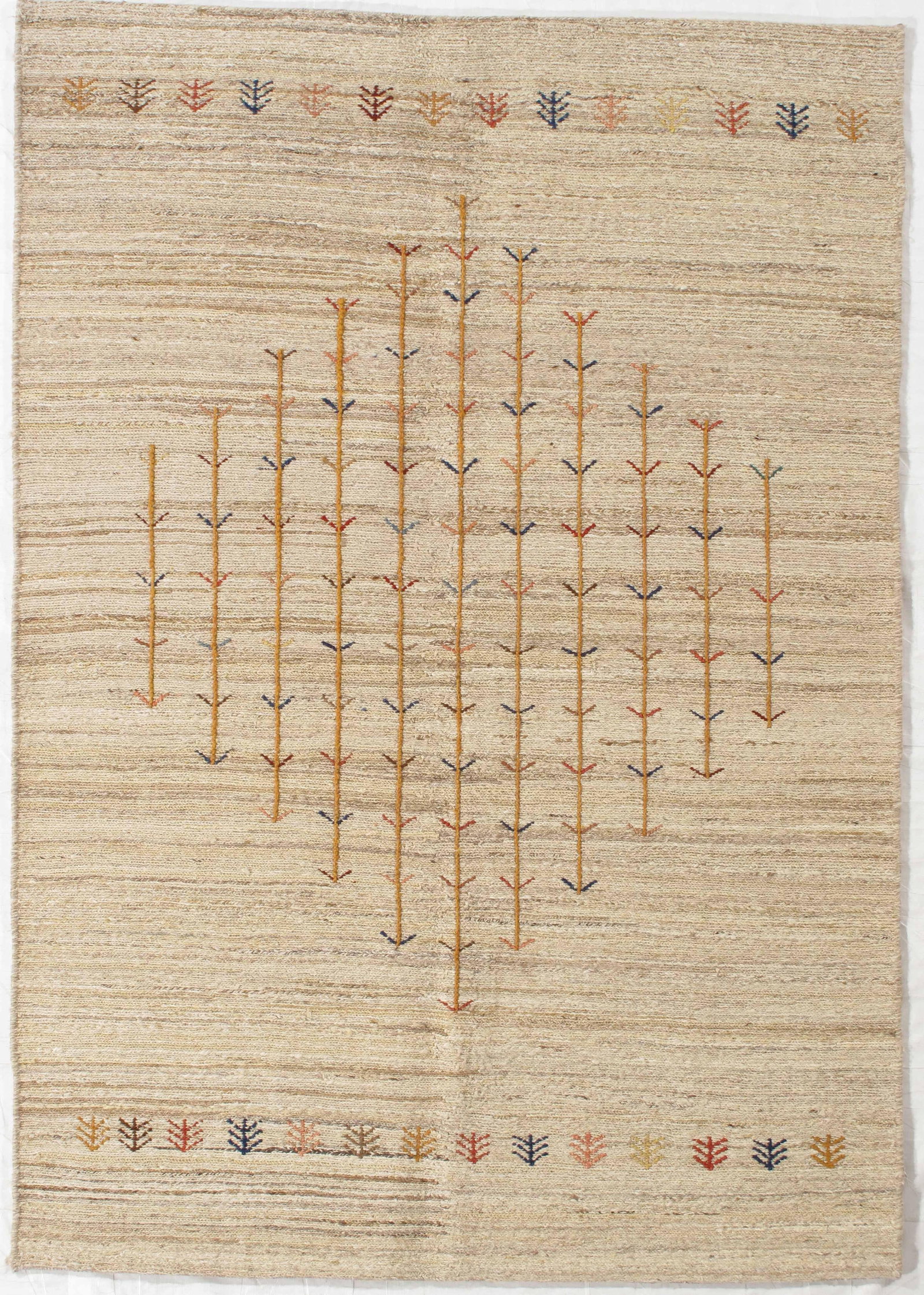 Late 20th Century Hand-Knotted Persian Sumak-Style Gabbeh Weave Rug 4'7" X 6'6" - 2